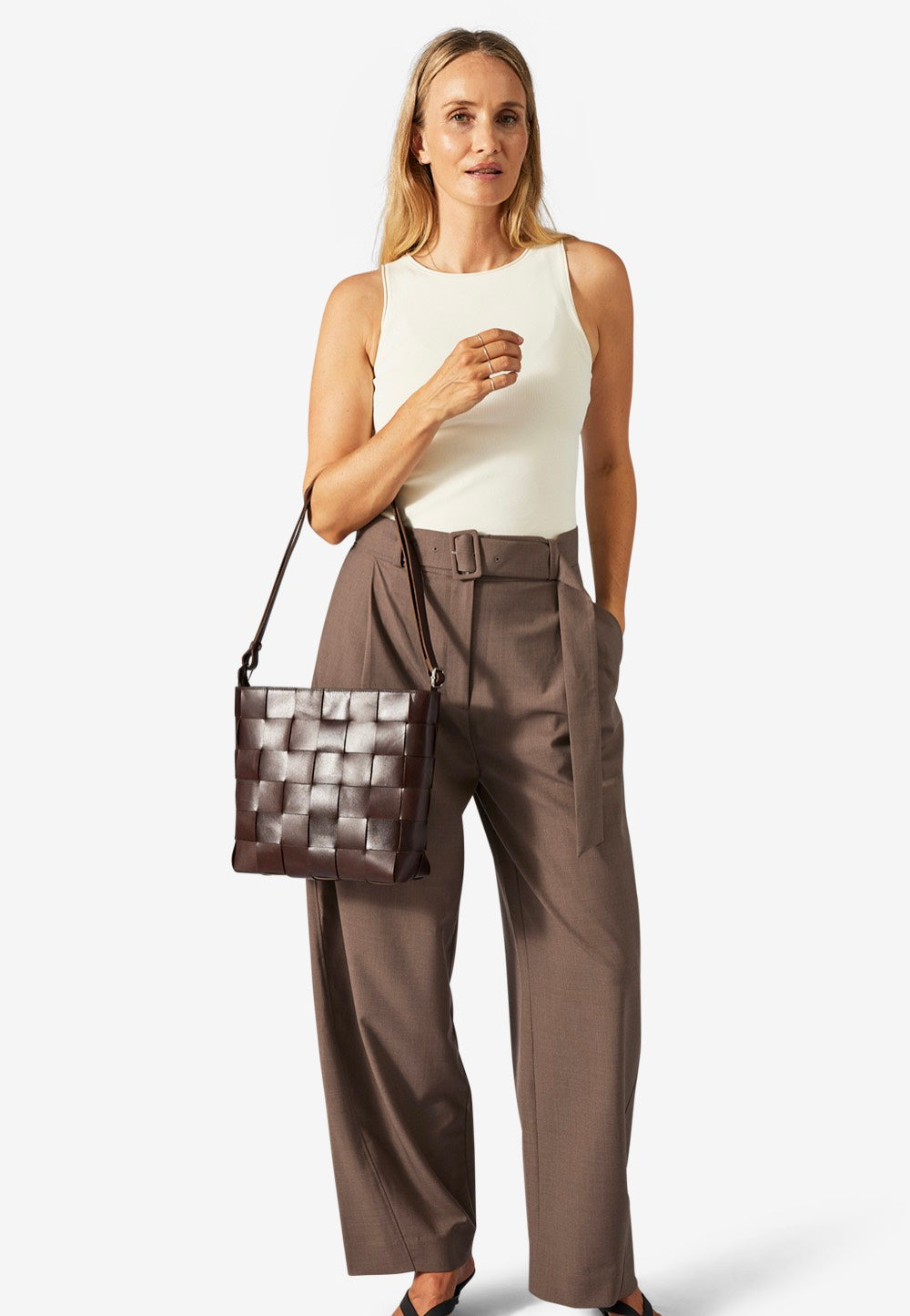 Adax Limona Marthe Dark Brown Hobo Bag