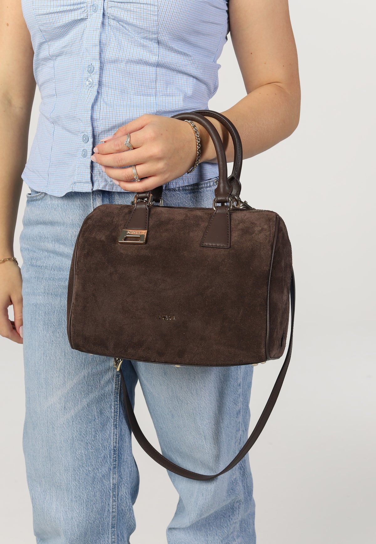 Furla Olivia M Boston Toni Cioccolato Bowling Bag