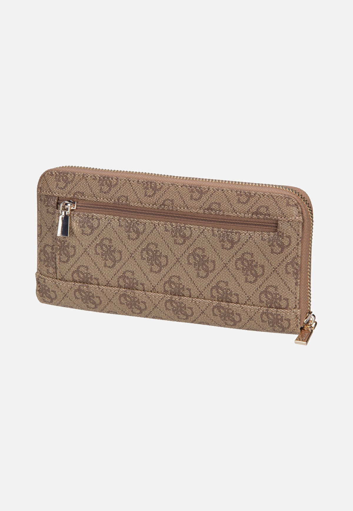 Guess Brenton Slg Large Zip Around Latte Logo Portemonnaie