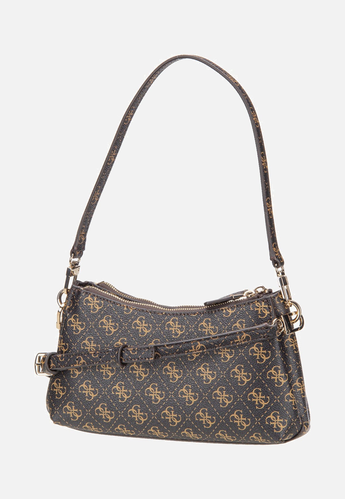 Guess Noelle II 3 Comp Shldr Xbody Brown Logo Schultertasche