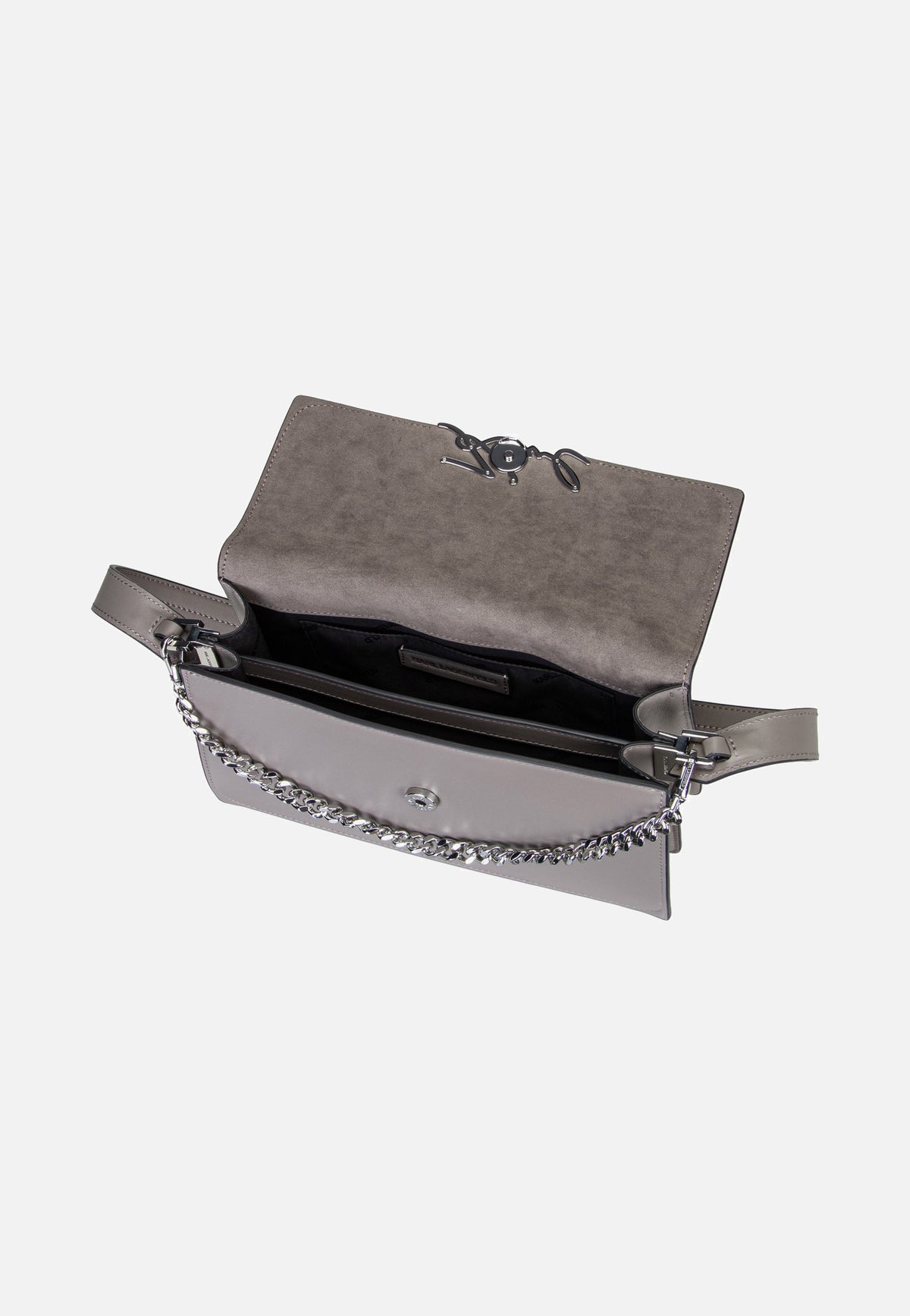 Karl Lagerfeld K/Signature Medium Flap Shb Ash Grey Abendtasche