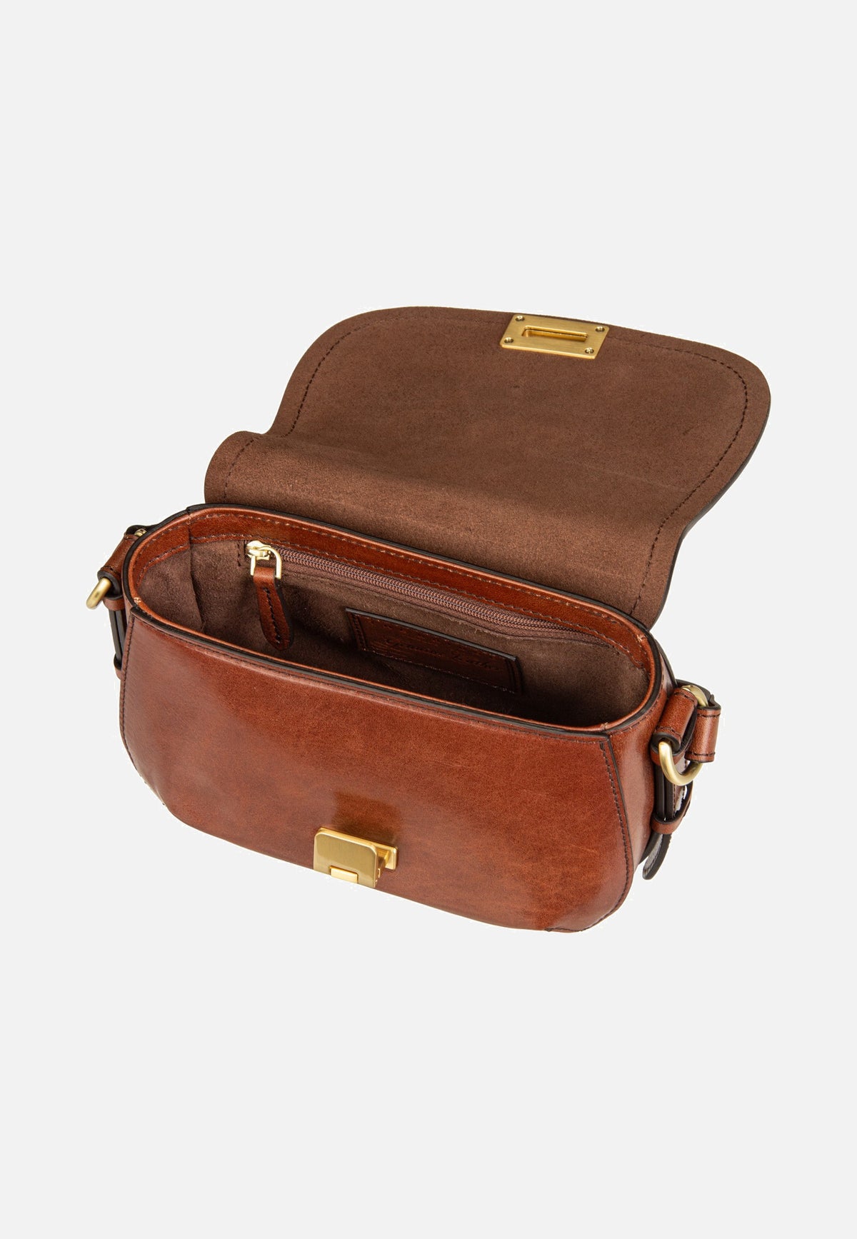 The Bridge Federica Crossbody Marrone/Oro Saddle Bag