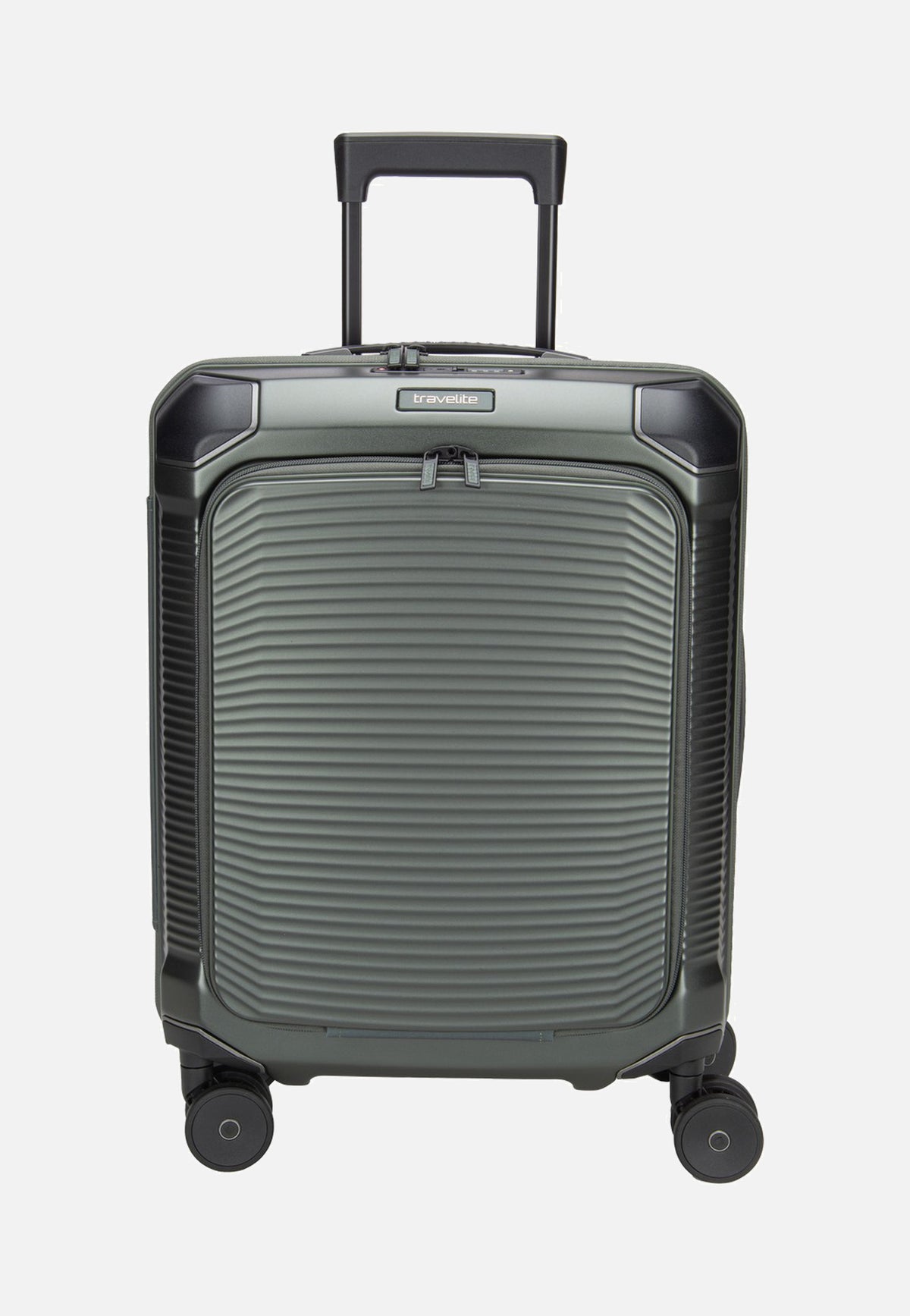 travelite Millennium Trolley 4W S Front Pocket Pine Green Suitcase