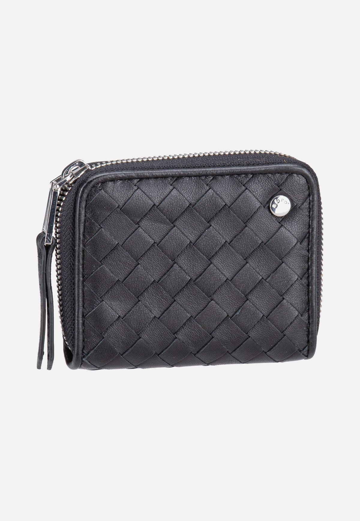 abro Piuma Weaving Mini Wallet Black/Nickel Portemonnaie