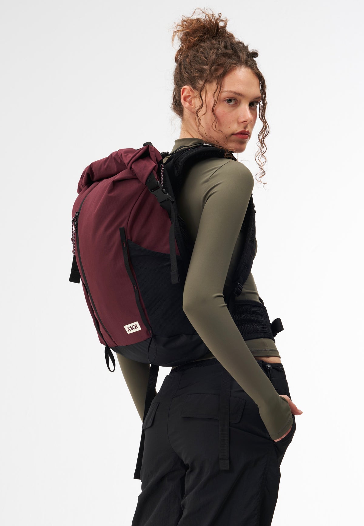 AEVOR Active Pack Burgundy Rolltop Rucksack