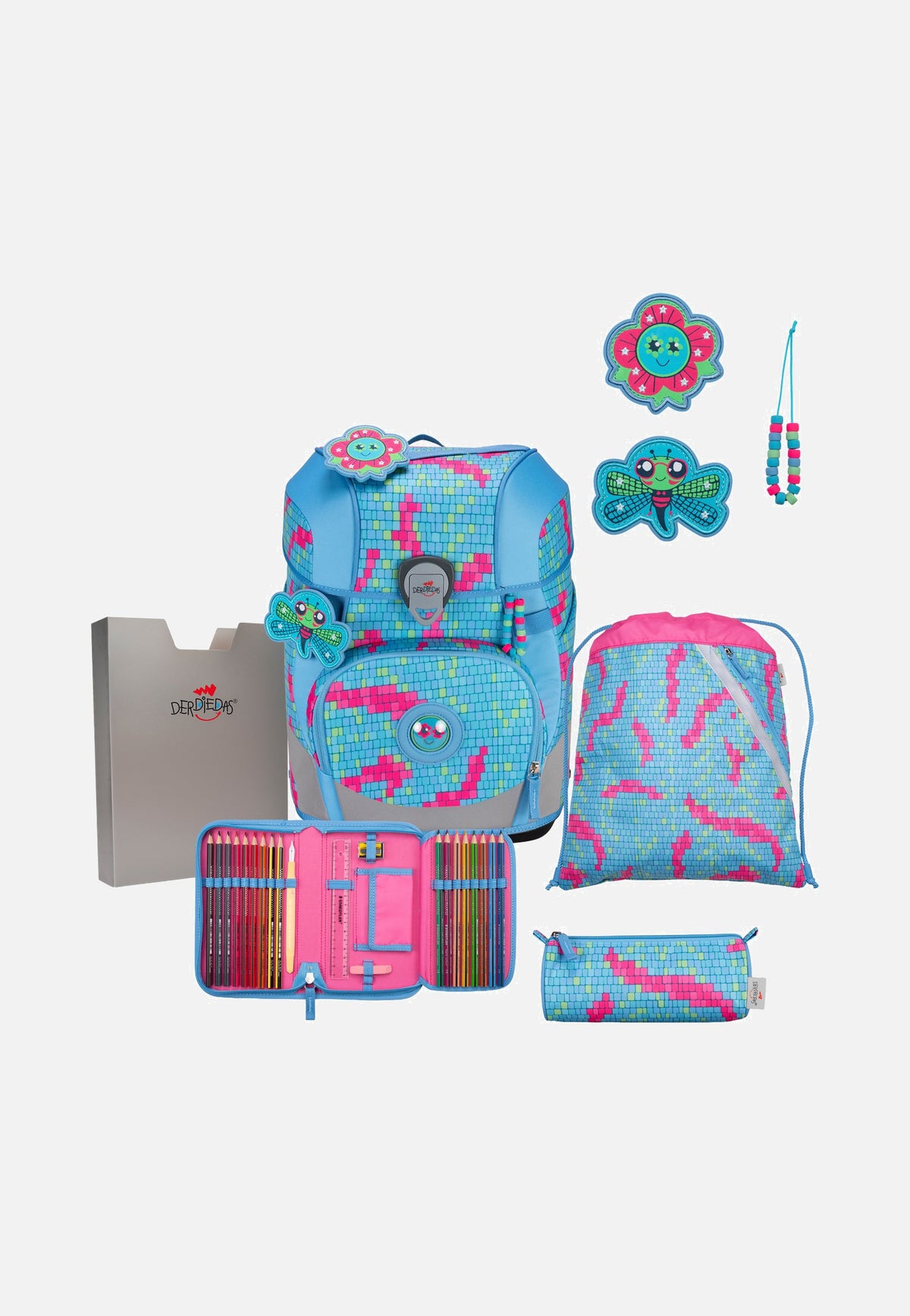 DerDieDas ErgoFlex Tiny Set Happy Pixel Schulrucksack