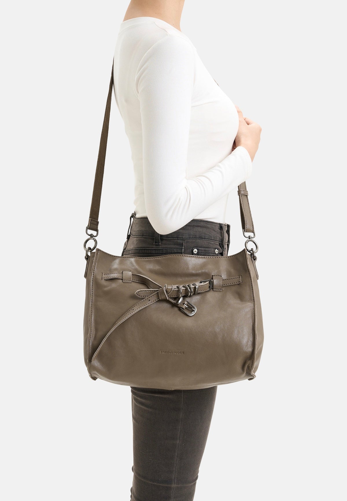 Fredsbruder Belted With Love Shoulderbag Grey Khaki Schultertasche