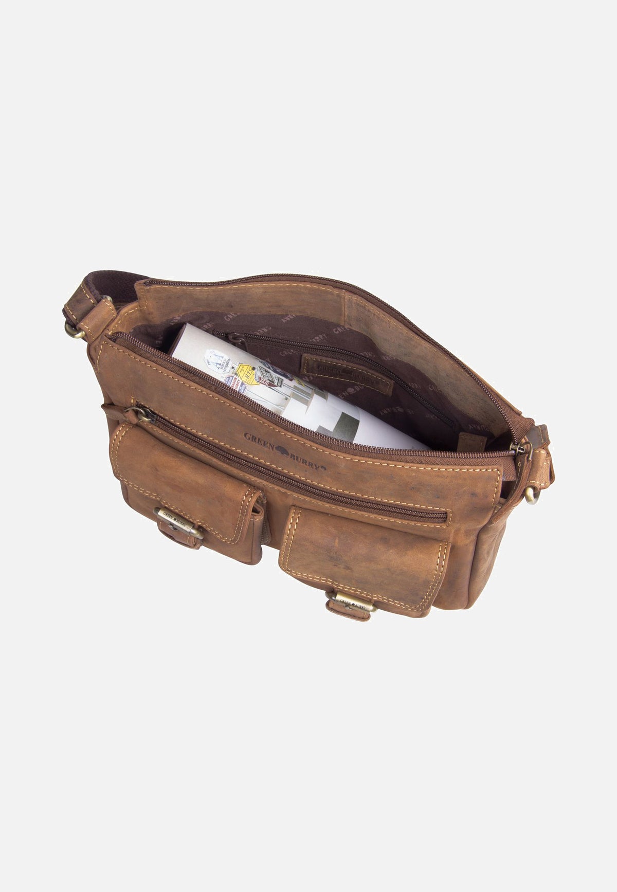 Greenburry Vintage 1769 Pocketbag Sattelbraun Umhängetasche