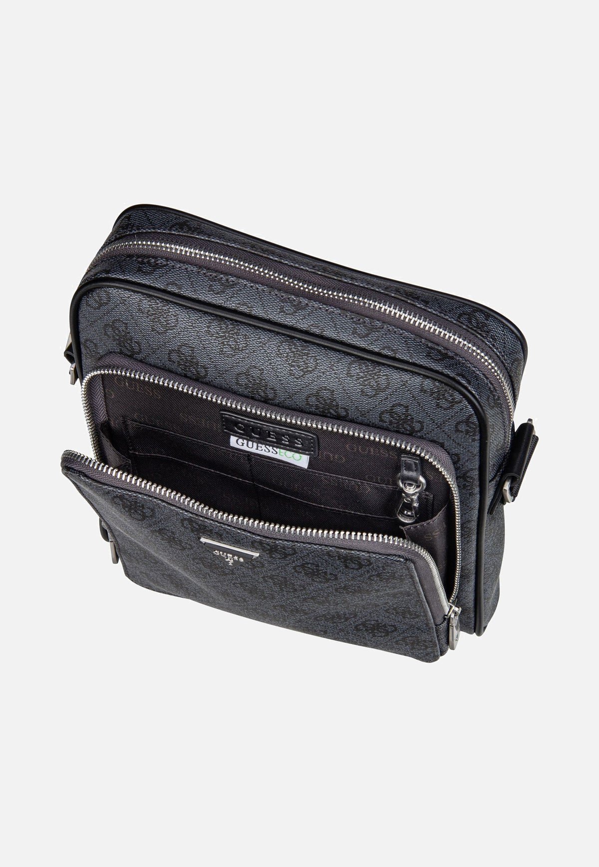 Guess Milano 4G Eco Top Zip Black Crossbody Bag