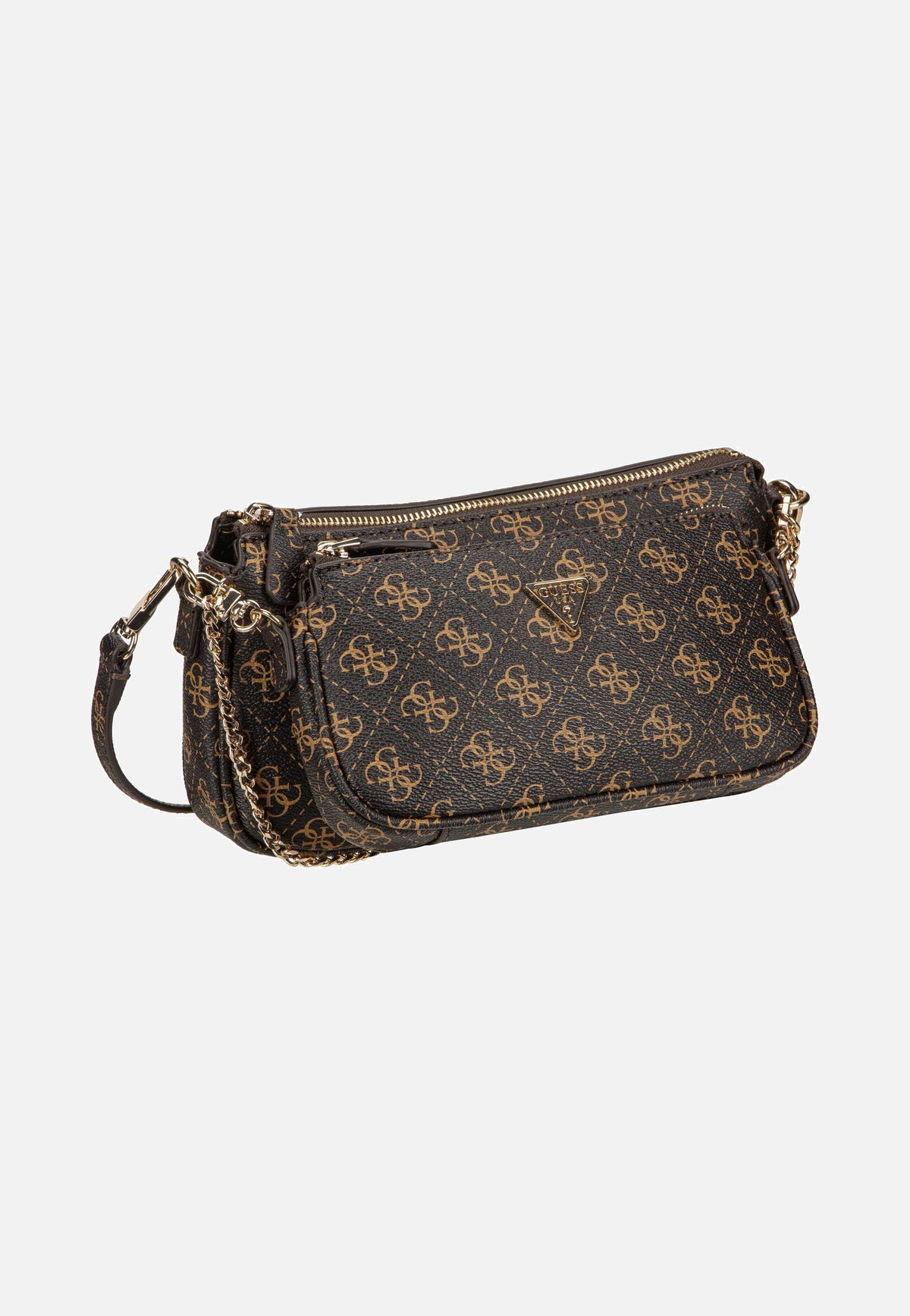 Guess Noelle II Double Pouch CB 72710 Logo Brown Umhängetasche