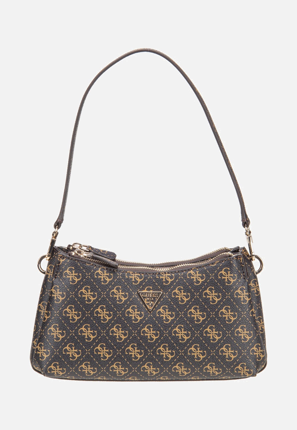 Guess Noelle II 3 Comp Shldr Xbody Brown Logo Schultertasche