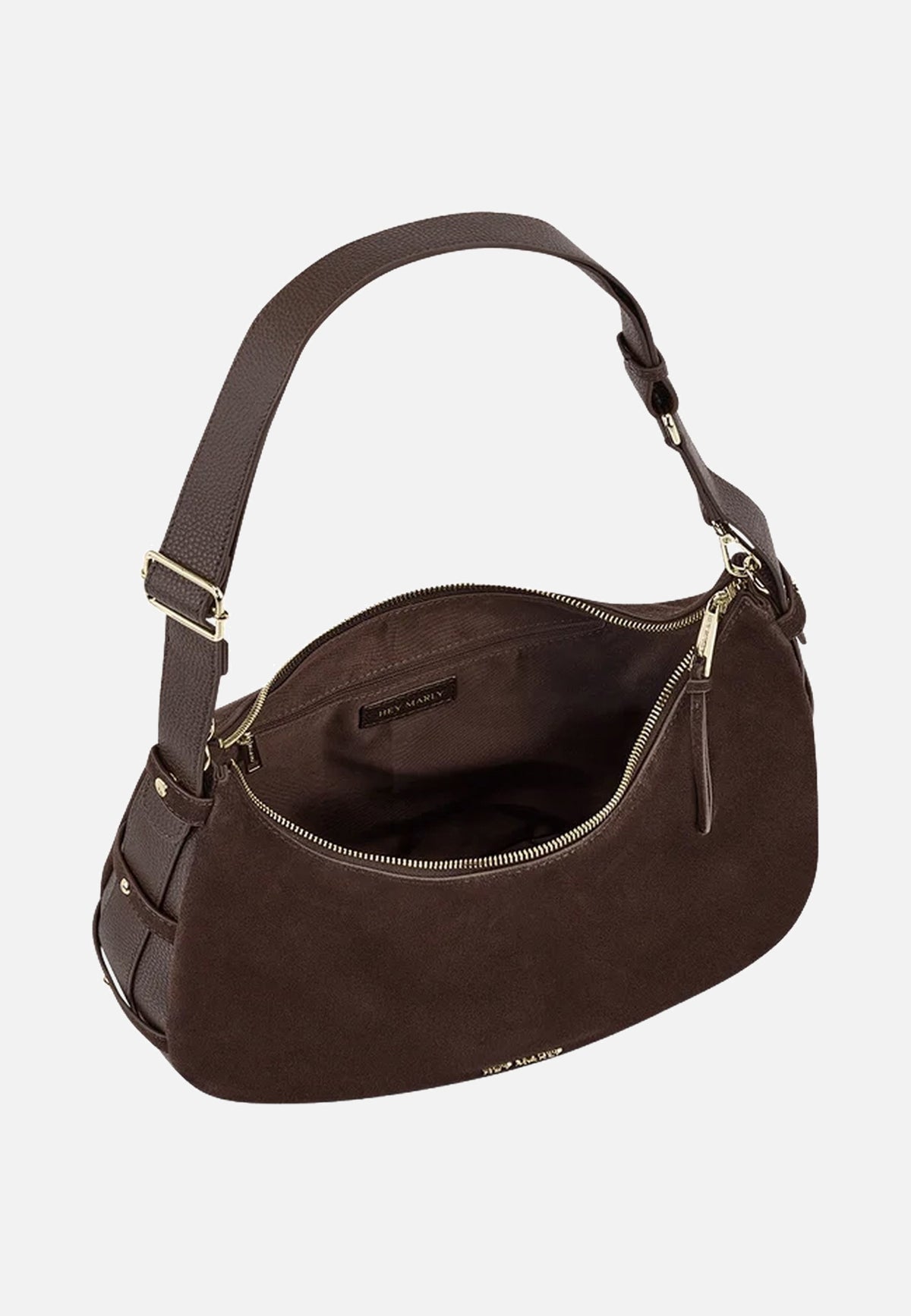 Hey Marly Lifetime Sister Suede M Coffee Crossbody Bag