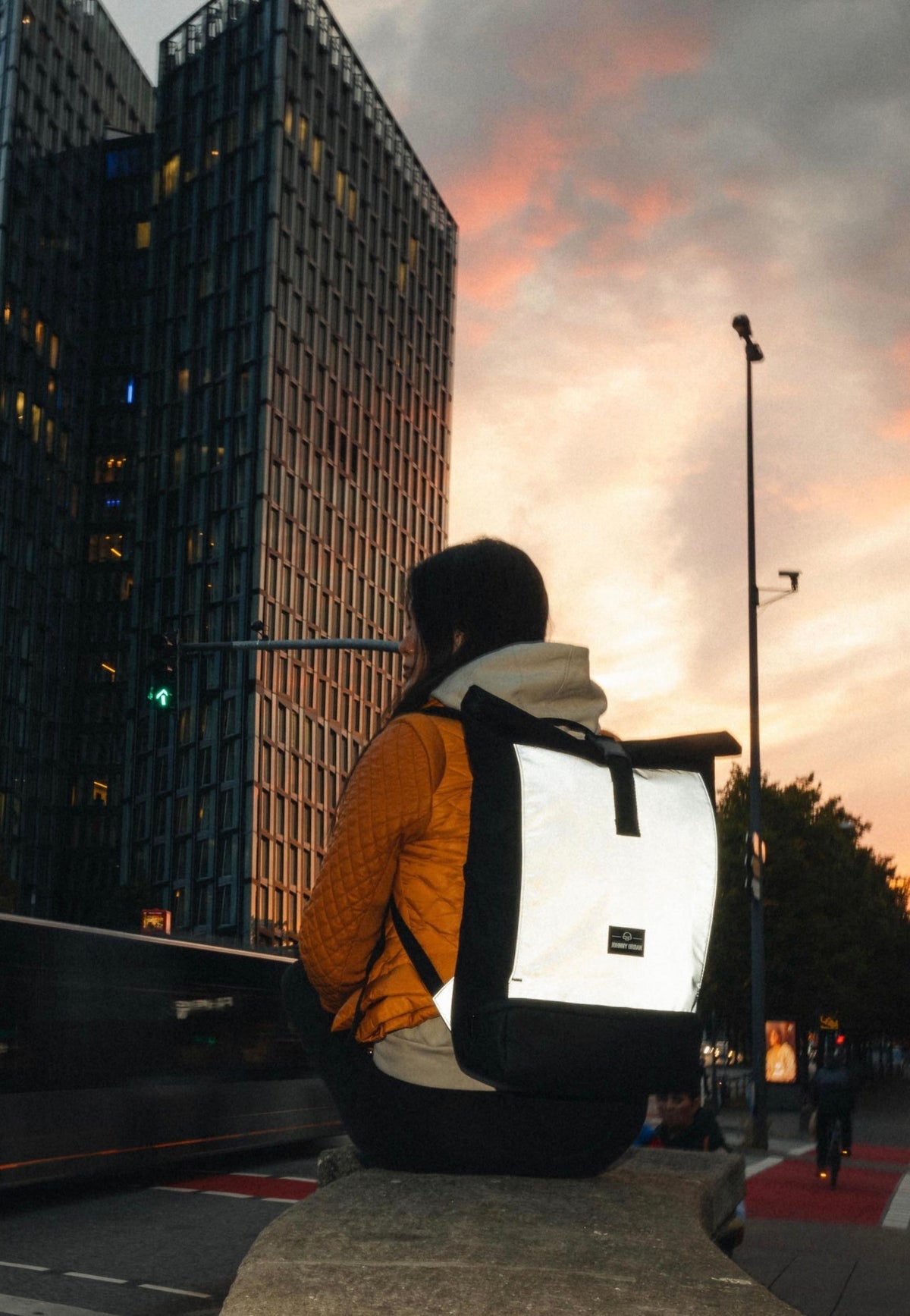 Johnny Urban Allen Medium Black Reflective Rolltop Rucksack