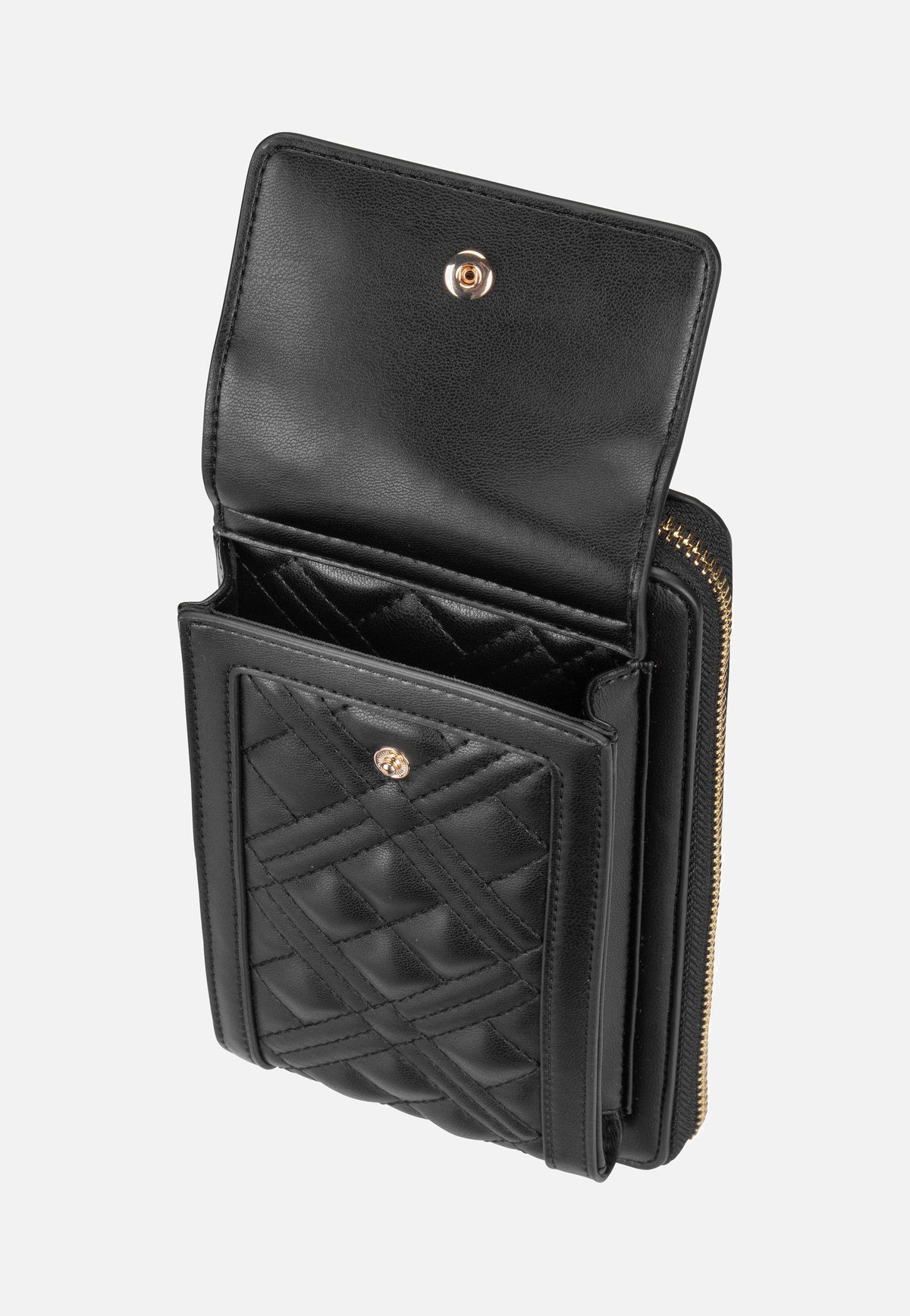 Love Moschino SLG Quilted 5682 Black Galvanica Oro Handytasche