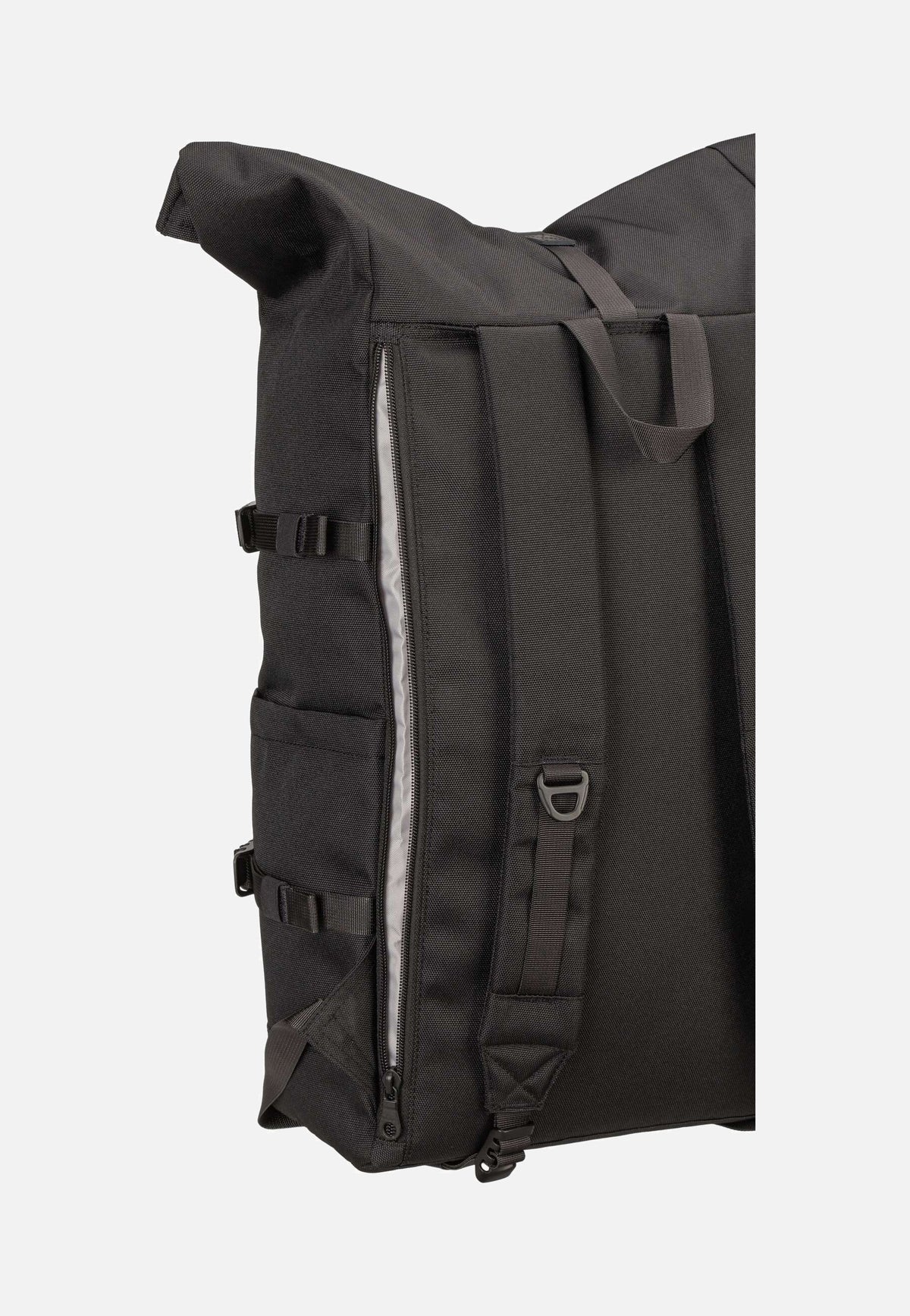 Sandqvist Icon BP L Black/Black Leather Rolltop Rucksack