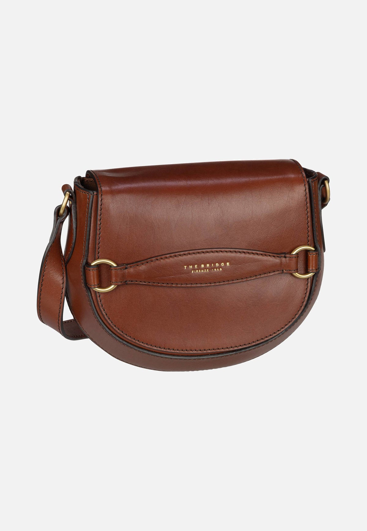 The Bridge Bettina Brown/Gold Saddle Bag