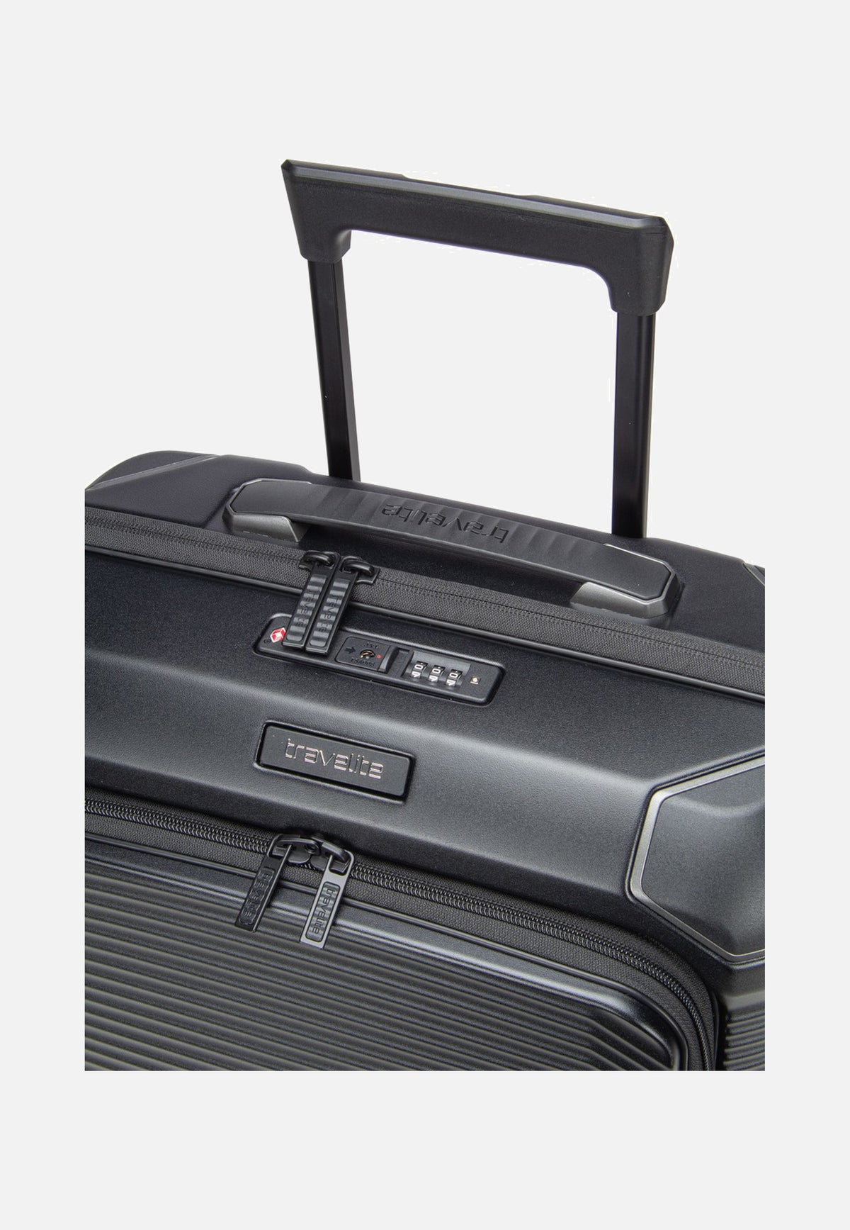 travelite Millennium Trolley 4W S Front Pocket Black Suitcase